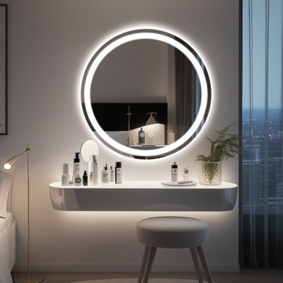 Lukehart Round LED Lighted Anti-Fog Wall Mirror