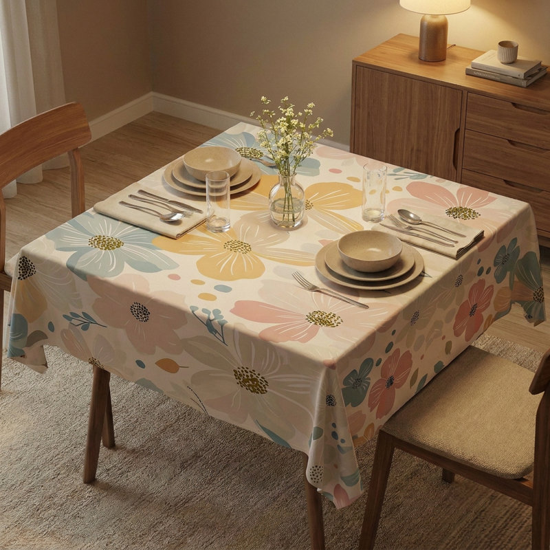 Nappe Rosetta, Floral, Pink/Yellow/Blue