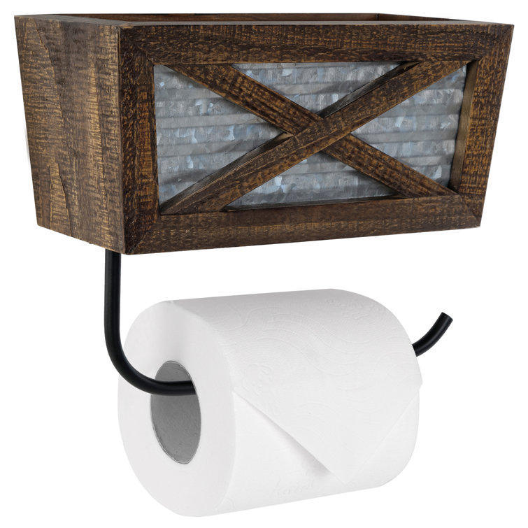Autumn Alley TPH009 Farmhouse Wall Mount Toilet Paper Holder with Lid and Phone Holder