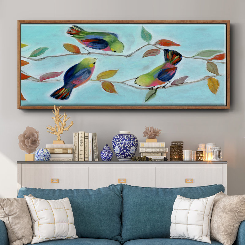 Bitty Birds I- Framed Canvas, H 8 po x l 20 po