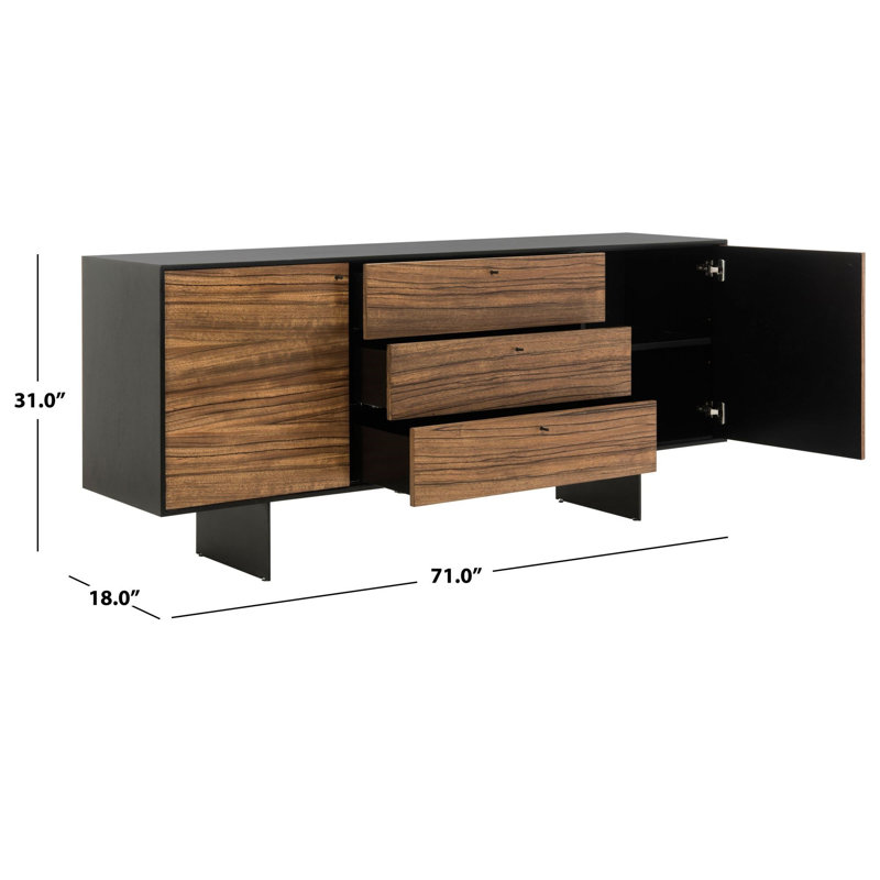 Table buffet à 3 tiroirs en bois Jonna