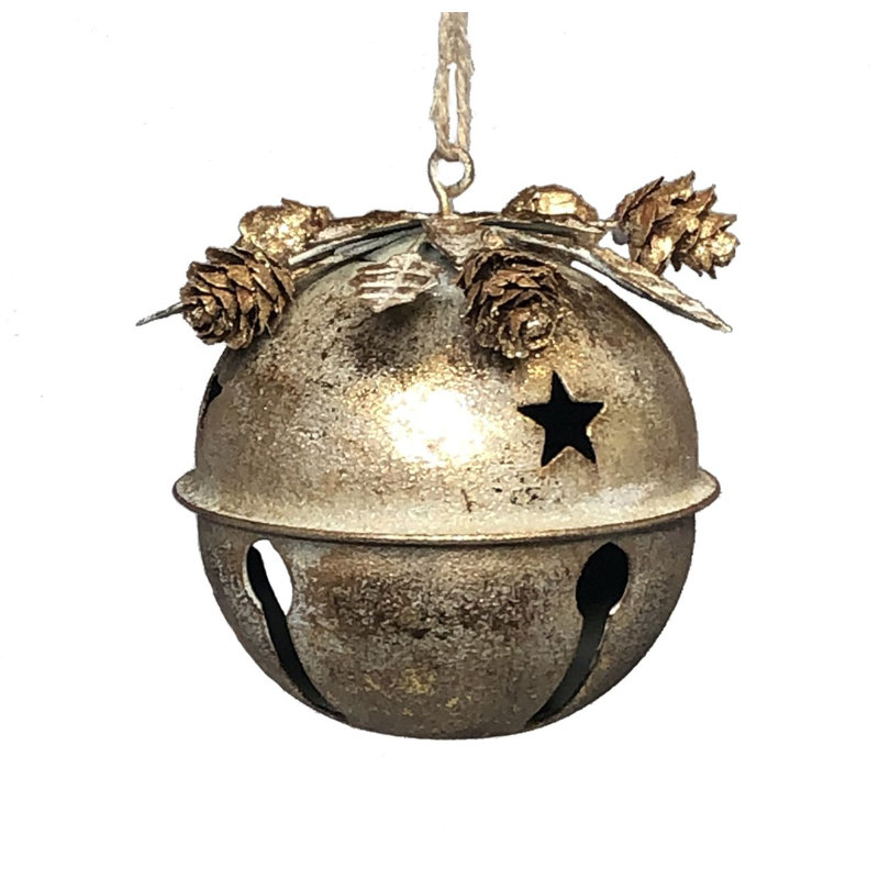 Ornement en forme de cloche avec boule de pomme de pin, H 4 po x l 4 po x P 4 po