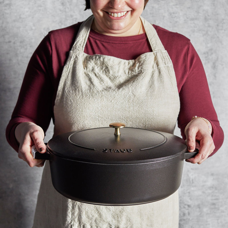 Staub Cast Iron 6.25-Qt Wide Oval Dutch Oven - White, Black