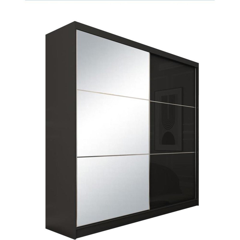 Bubik 2 Door Sliding Wardrobe, Black