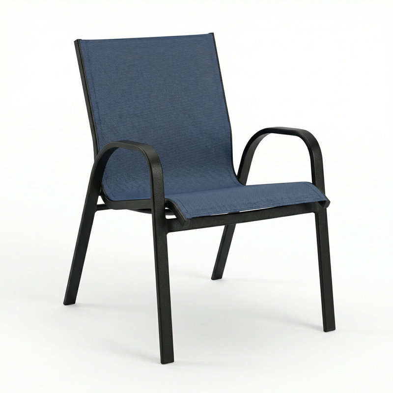 Windward Outdoor Seabreeze Arm Chair, Dupioni Sapphire Sling/Matte Black