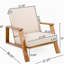Ensemble de 2 chaises longues pour patio, fauteuil club d'extérieur avec coussin beige et structure en bois d'acacia teck