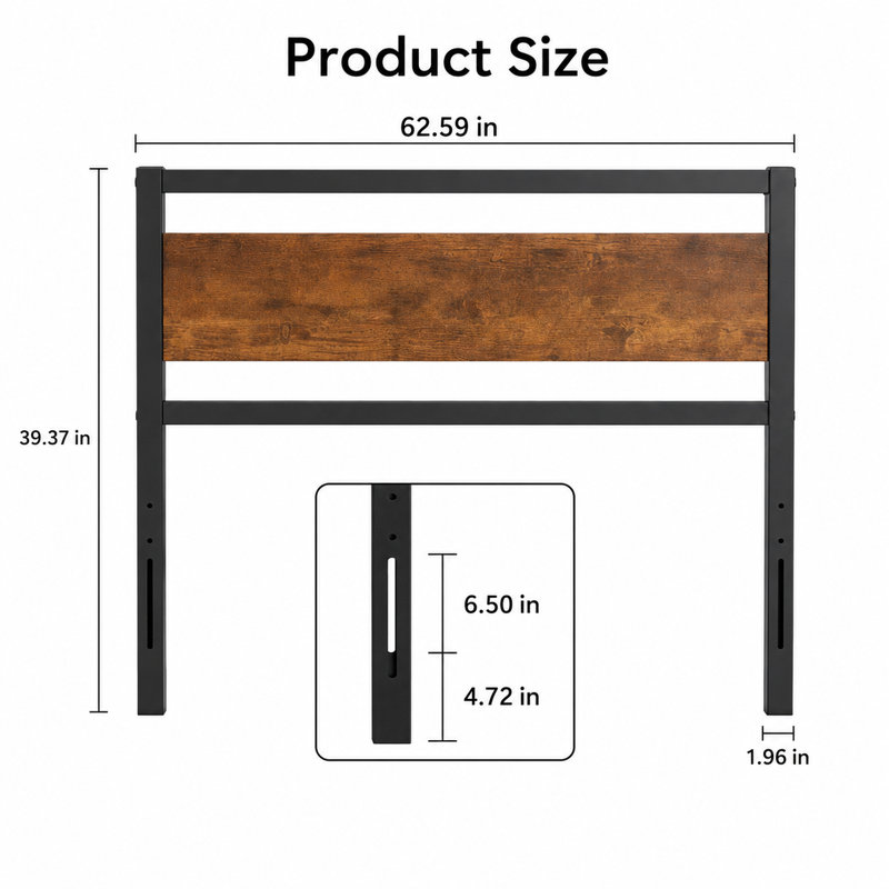 Classic Industrial Style Queen  Metal Headboard, Queen