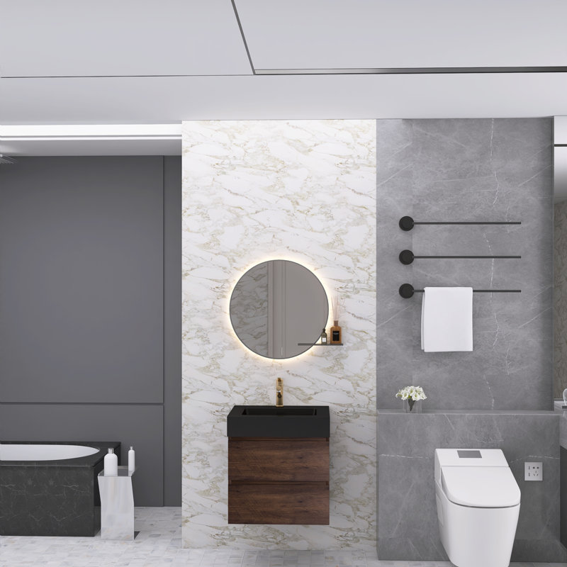 Ensemble de meuble-lavabo simple 24 po Najea, Brun, Noir mat