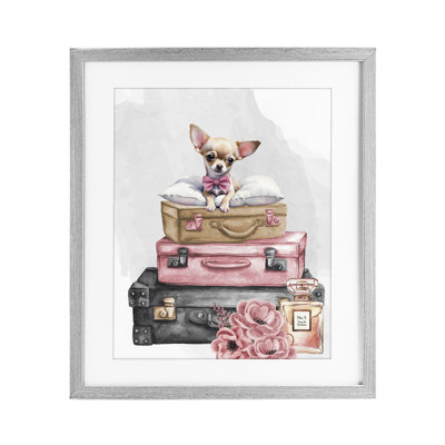 «Trendy Pup Travel», reproduction d'art sous verre, conception de Kim Allen
