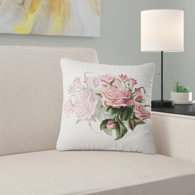 Bouquet de roses roses aquarelle - coussin imprimé floral
