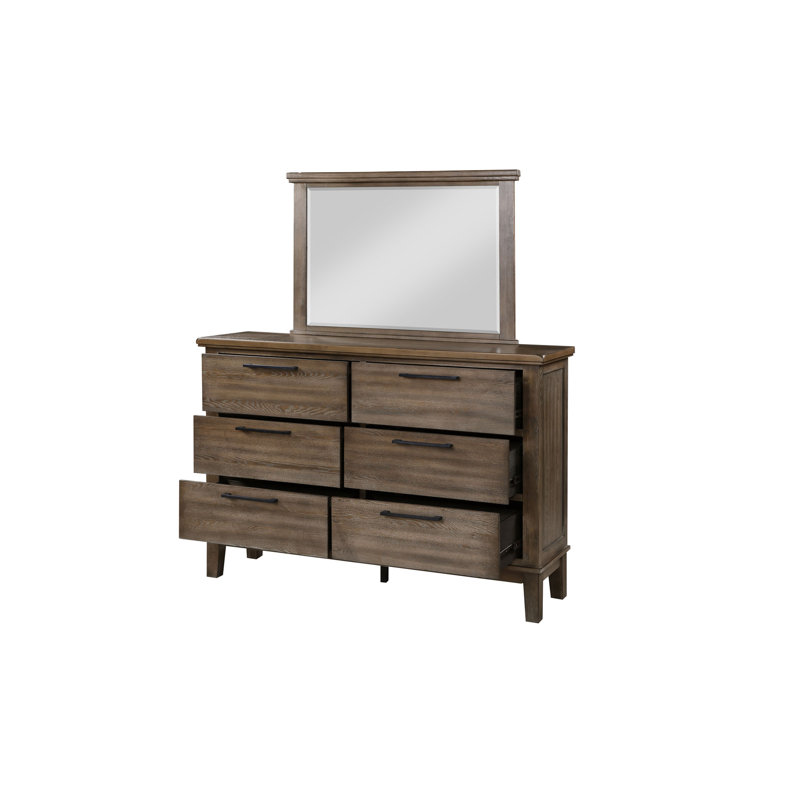 Commode double 6 tiroirs Feodora, Gris rétro