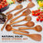 Ensemble d'ustensiles de cuisine en bois de teck 9 pièces pour batterie de cuisine antiadhésive - comprend la spatule, la louche, le tourne-plat, la machine à pâtes et plus encore - finition lisse, résistante à la chaleur, durable et facile à netto
