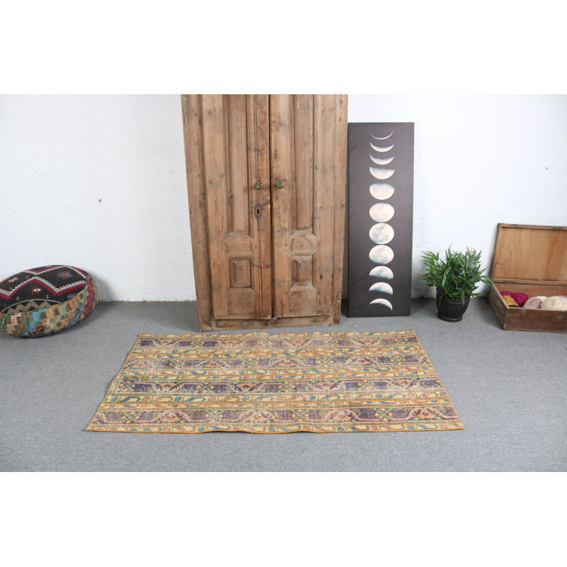 Tapis turc rétro tissé à la main à motif rayé aux couleurs vives pour la décoration du sol