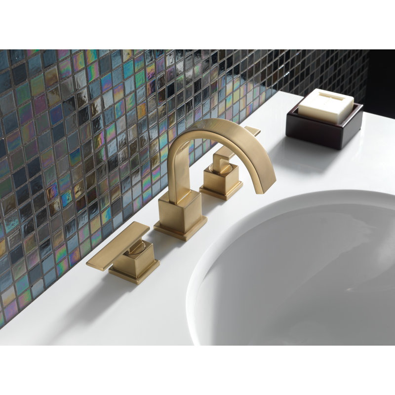 Robinet de salle de bain à large entraxe à 3 trous et à 2 poignées avec bonde Vero, Bronze champagne
