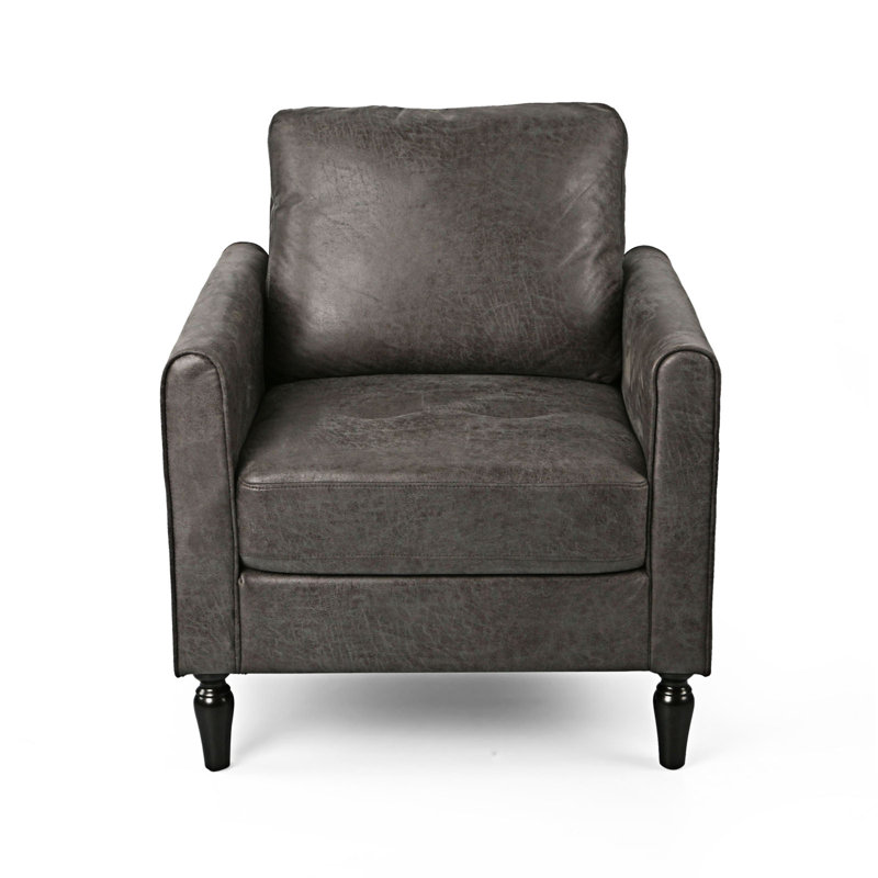 Modern Upholstered Single Sofa, Slate Microfiber / Microsuede