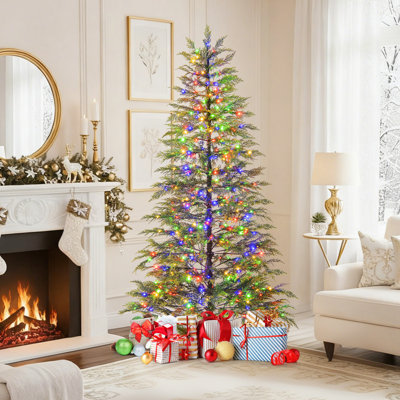  Sapin de Noël artificiel avec charnières de 6,5 pi pré-éclairé avec charnière 578
