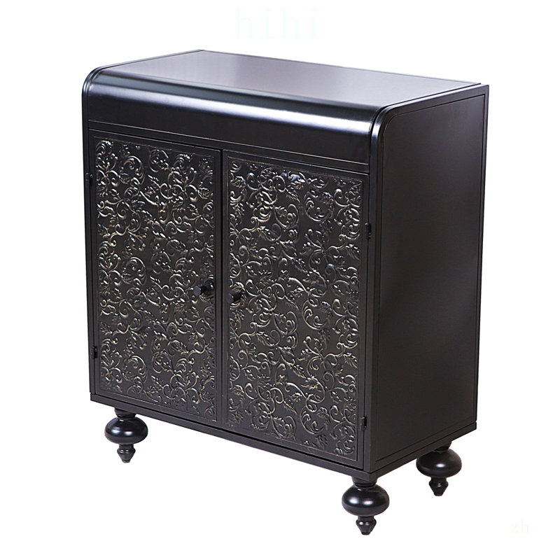 Armoire d'appoint Art avec 2 portes, rangement décoratif vieilli pour le vestibule et le salon, élégance intemporelle et grand rangement