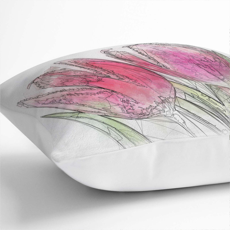 Floral Square Cushion, 55cm H x 55cm W x 20cm D, White