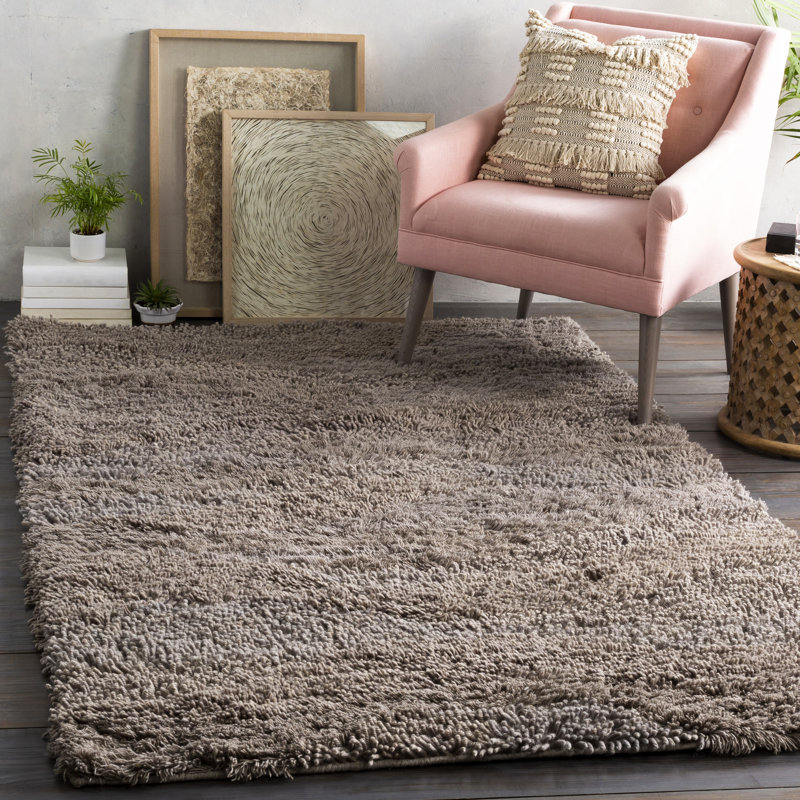Berkley Wool Area Rug in Gray, Square 8'