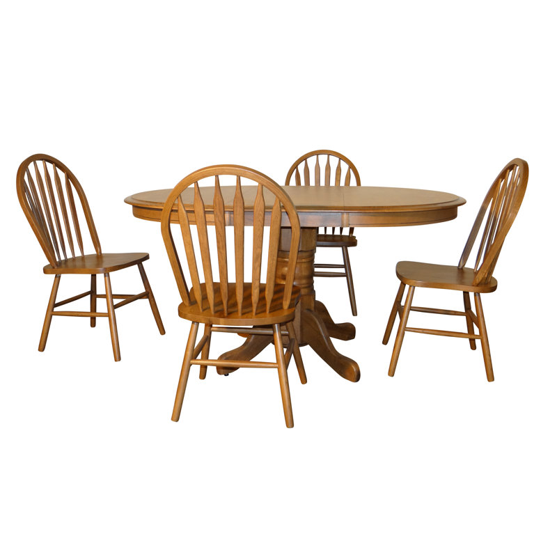 Extendable Oak Round Solid Wood Dining Table, Golden Chestnut Oak