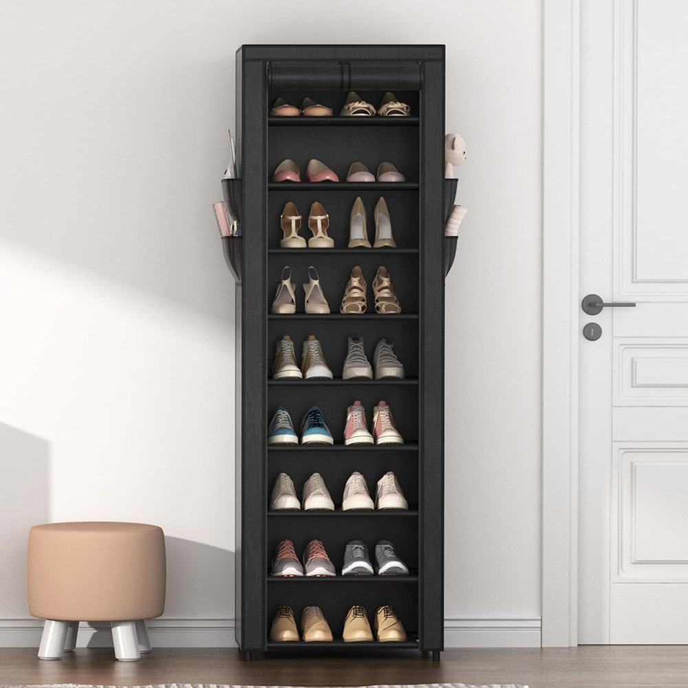 Side Way Shoe Rack 17 Stories Shoe Rack With Cover Narrow Shoe Organizer With 4 Side ...