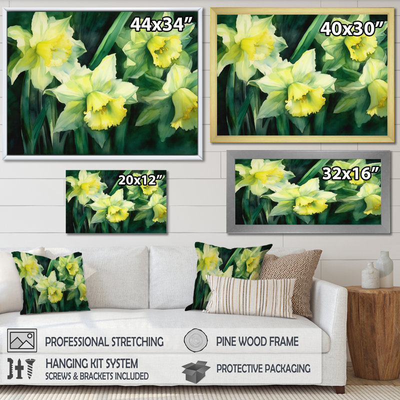 «Yellow Green Natures Impression Daffodil II» sur toile, 12" H x 20" W, Toile tendue