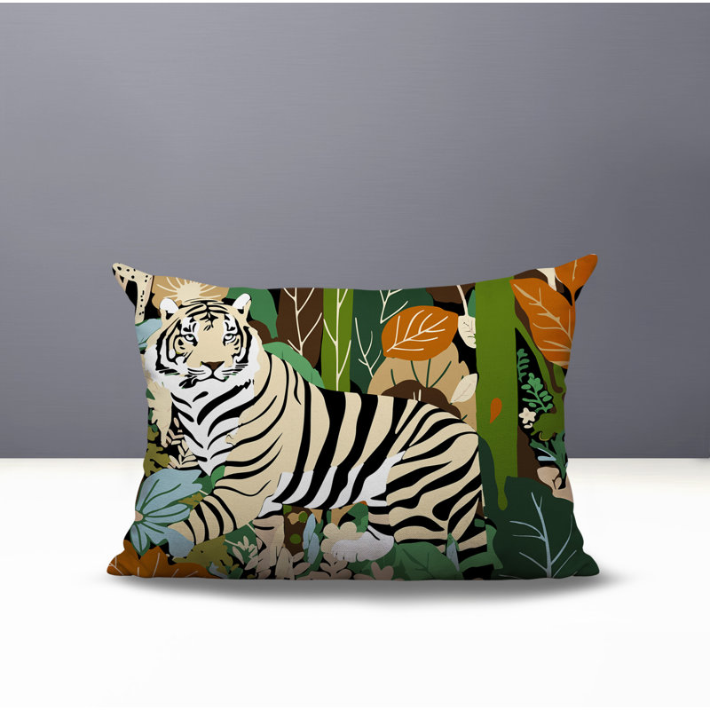 Kyo Tiger Reversible Indoor/Outdoor Rectangle Pillow, 25"H x 18"W, Orange