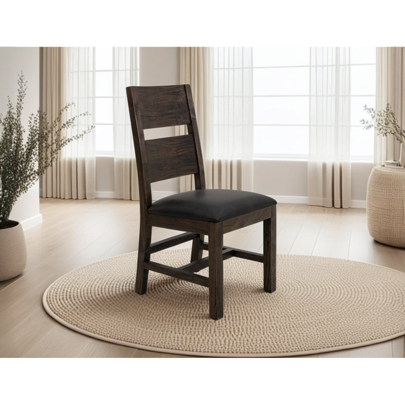 Fauteuil en teck foncé avec accoudoirs en bois