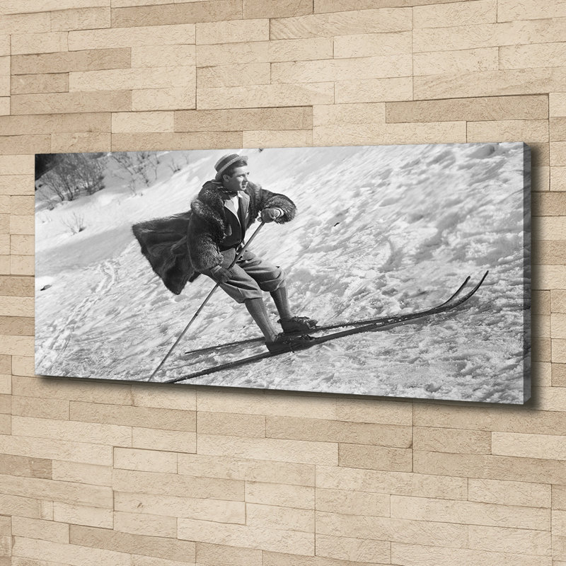 Skier - No Frame Print on Glass, 50cm H x 125cm W x 2cm D, Canvas