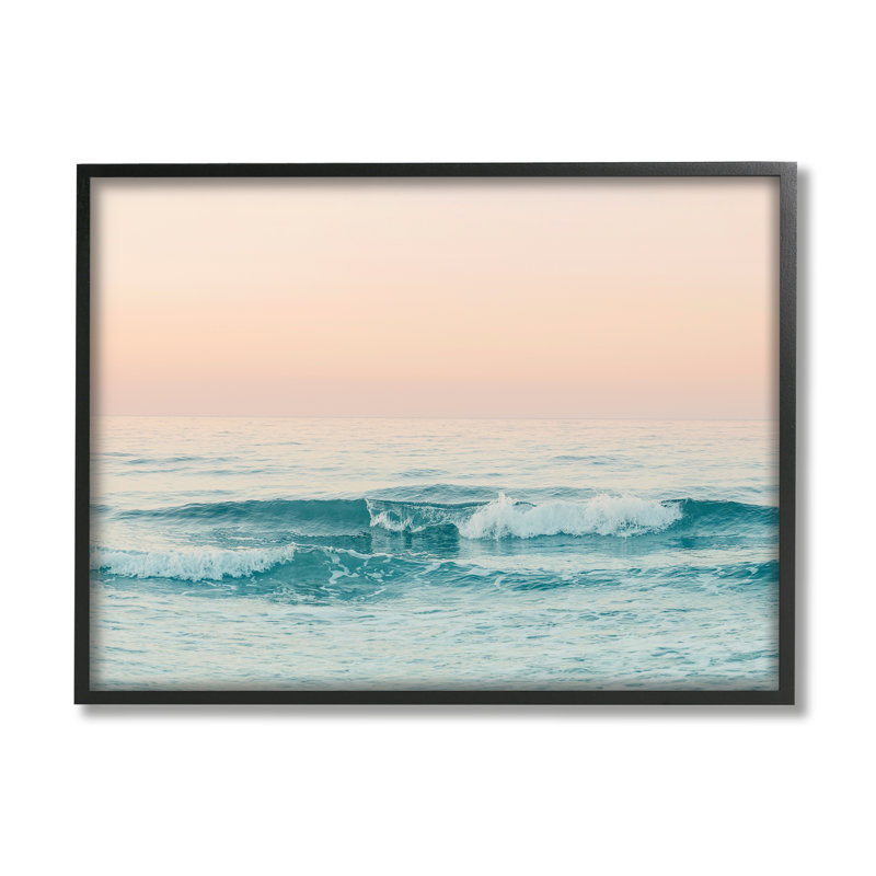 Coucher de soleil sur l'océan par Sissi et Seb, H 24 po x l 30 po x P 1,5 po, Giclée encadrée noir minuit