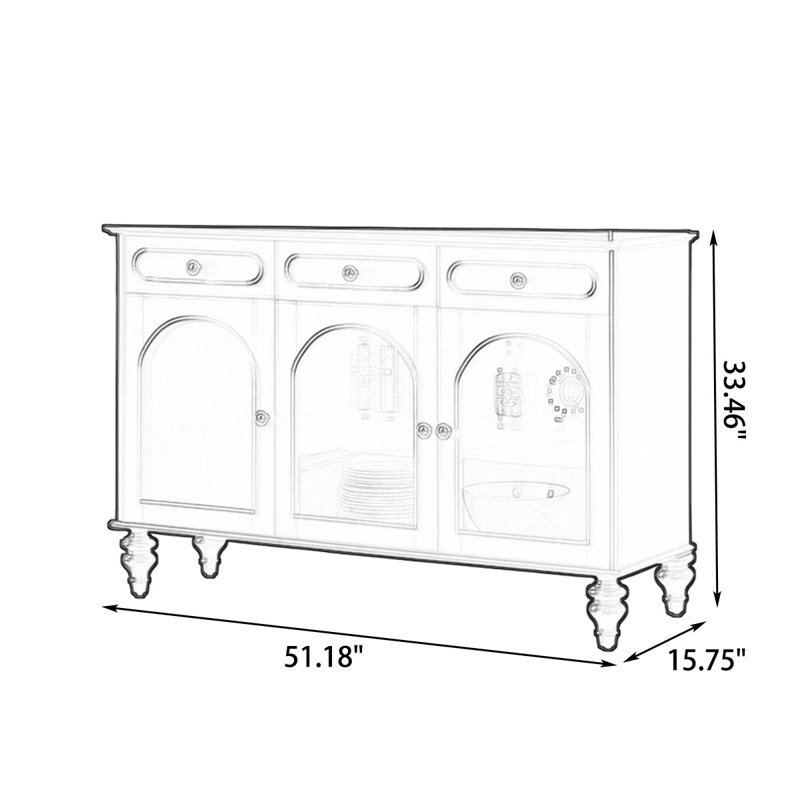 Black Solid Wood Sideboard
