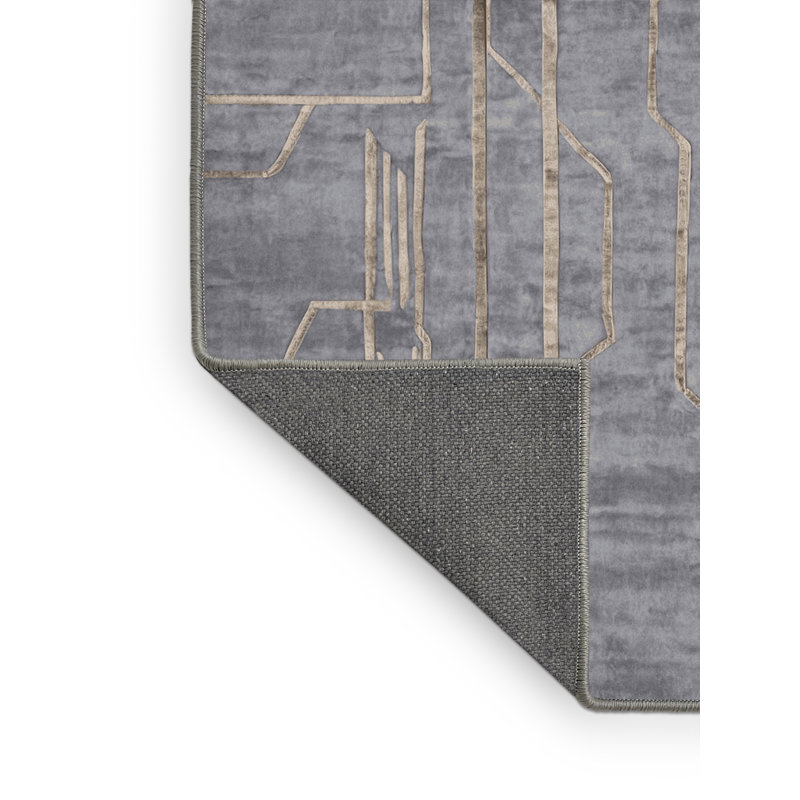 Tapis gris soyeux et moelleux, Rectangle 6 pi x 9 pi