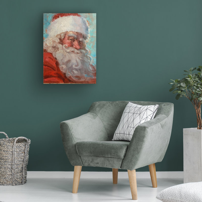 «Old Saint Nick» par Meadowpaint, peinture sur toile sans cadre, H 47 po x l 35 po