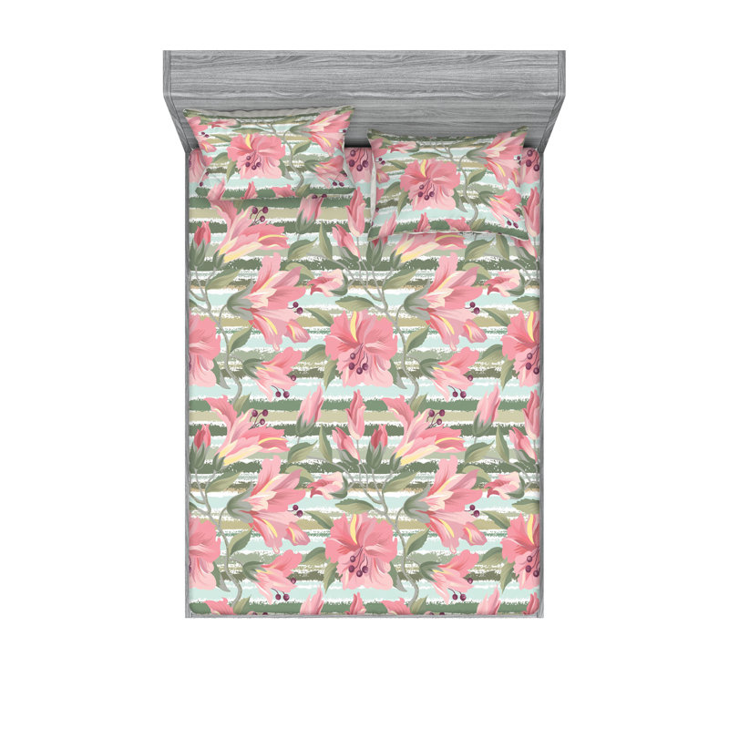 Drap-housse et taie décorative Ambesonne, Ensemble de draps pour lit double avec 2 taies d'o
