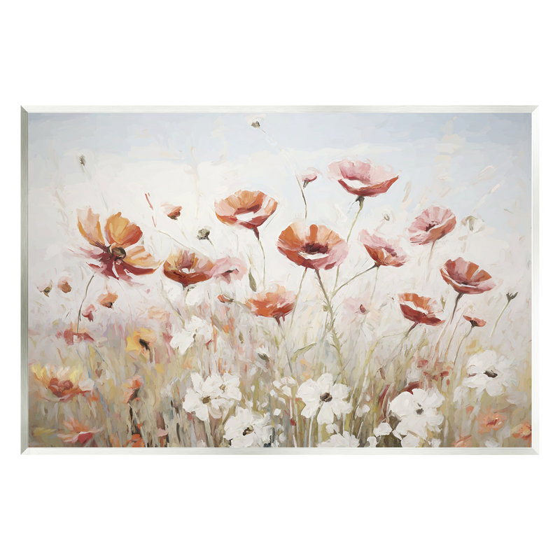 Art dynamique sur plaque de coquelicots par Ramona Murdock, H 10 po x l 15 po