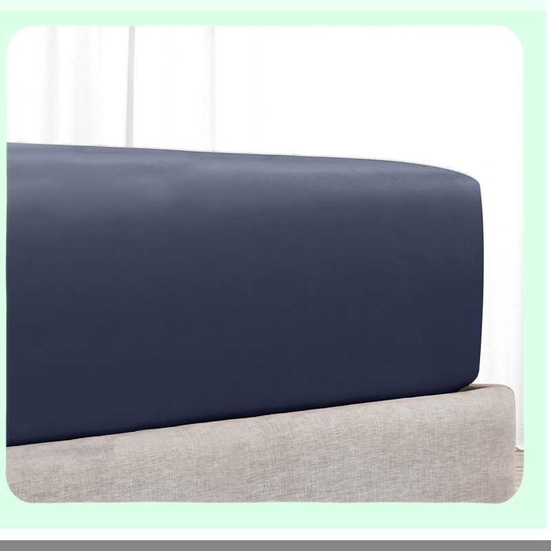 Navy Blue Cotton 600TC California Queen Size 3PC Fitted Sheet Set - Super Soft Bedding with Extra Deep Pocket - Pillowcase Included