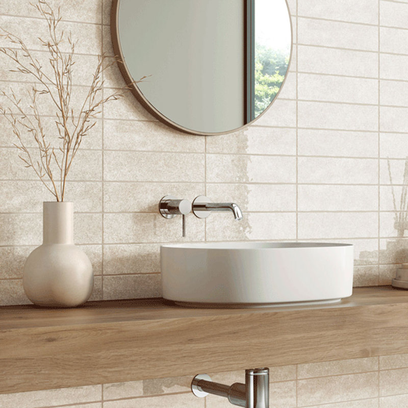 3x12 Glossy Ceramic Subway Wall Tile – Handmade Artisan Look for Kitchen Backsplash, Shower & Bathroom, Beige