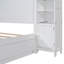 Lit en bois avec armoire, tablette et prises tout-en-un