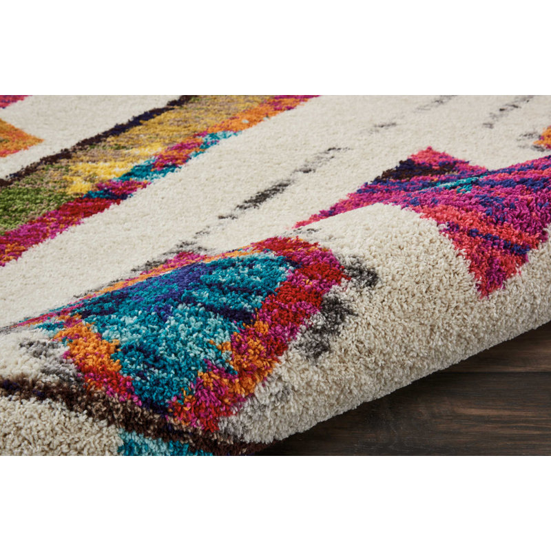Tapis ivoire / jaune / rouge Raul, Rectangle 3 pi 11 po x 6 pi