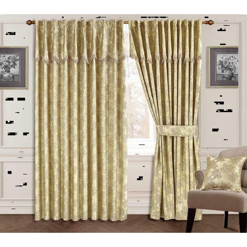 Pedoulas Room Darkening Curtain Pair, 228cm Width x 183cm Drop, Gold