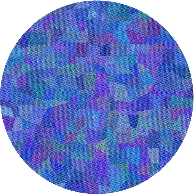 Tapis bleu/gris/rose à motifs, Rond 5 pi