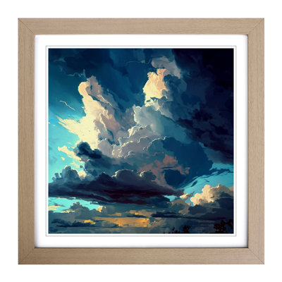 Cloudy Sky Gestural Art - Framed Print