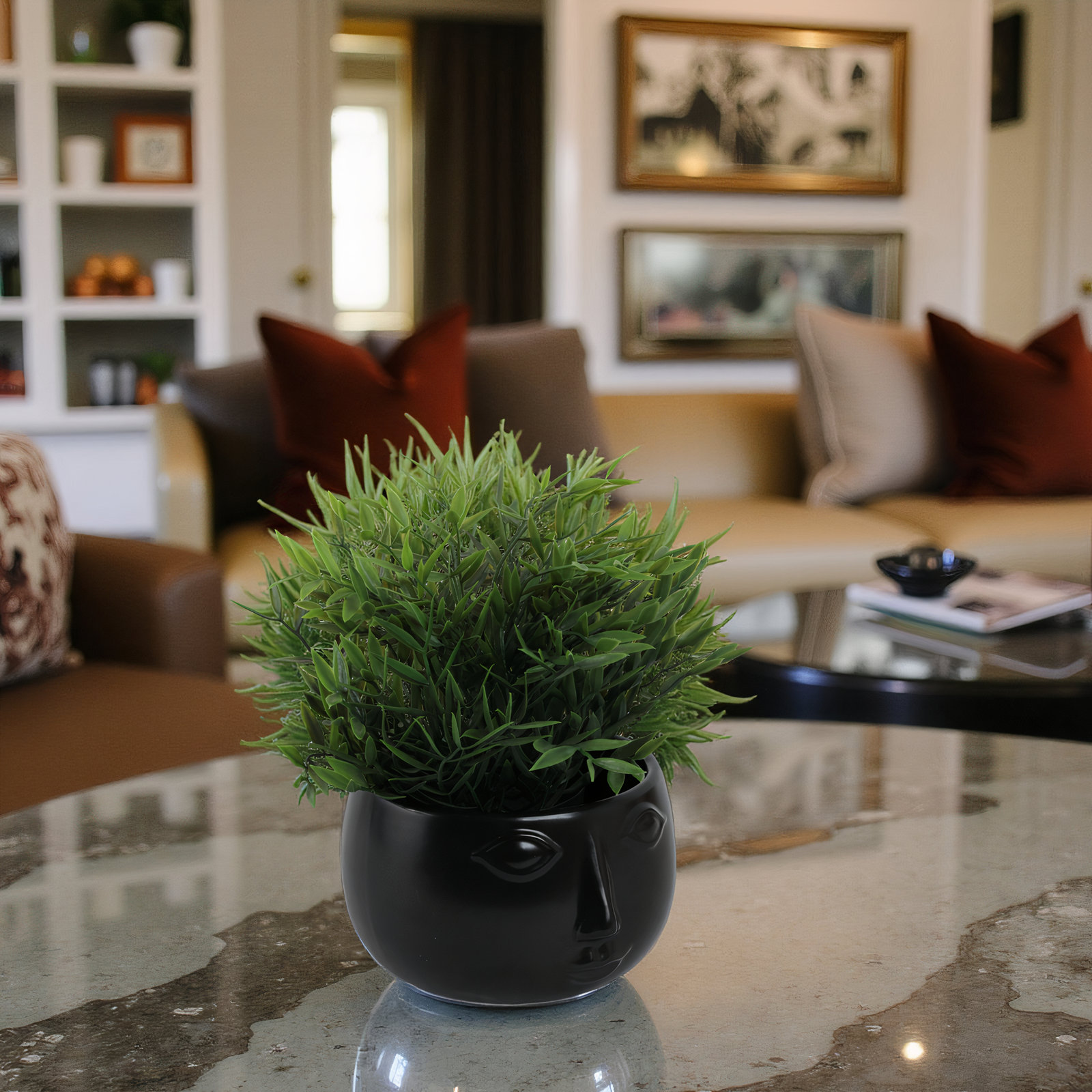 Bevel 7" Ceramic Pot Planter, Black