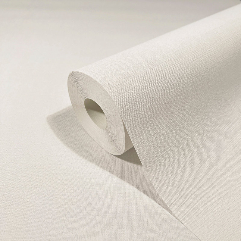 Flora Collection Matte Plain Texture Wallpaper Roll, Ivory