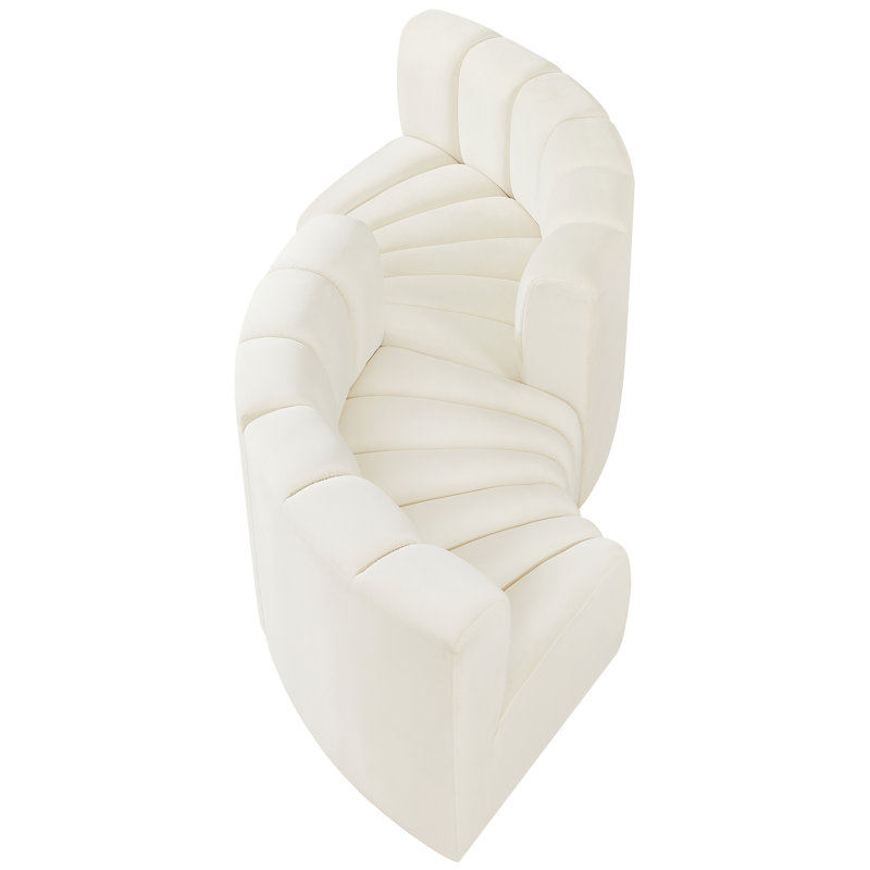 Iyra Upholstered Curved Sectional Reversible, Cream Velvet