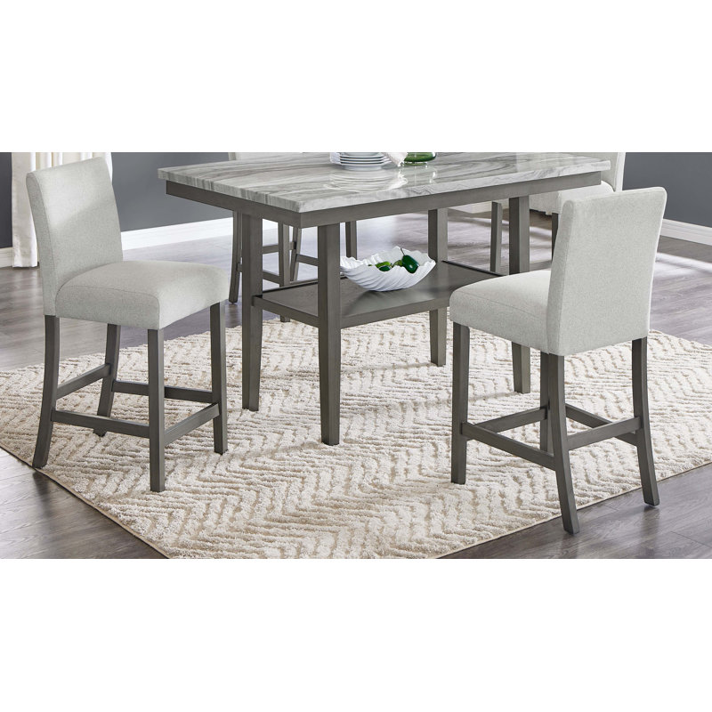 Ensemble de 2 chaises Selena à hauteur de comptoir en tissu avec structure et repose-pieds en bois