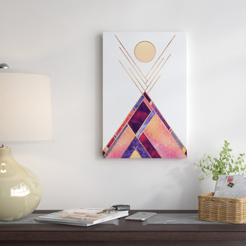 « tipi mountain », impression sur toile tendue, H 24 po x l 16 po x P 1 po, Blanc, Papier avec cadre noir