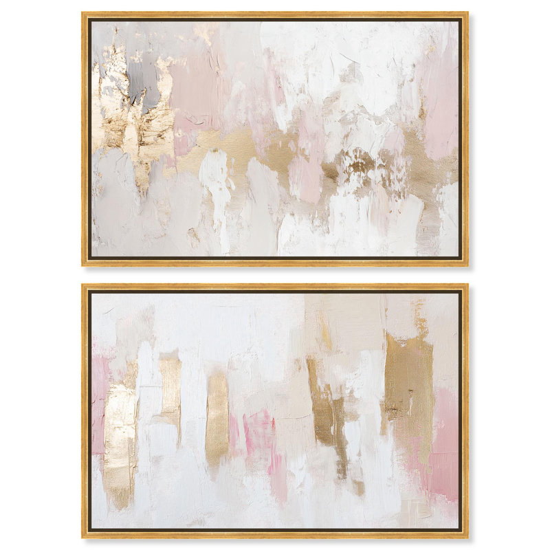 Rustic Elegance Set Canvas Set of 2 Calming Wall Art by , H 10 po x l 15 po, Cadre flottant doré
