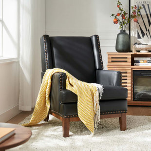 Daryon Leather Club Accent Chair - Luxurious Comfort, Goose Feather Cushion Filling, Square Arm Design Latitude Run