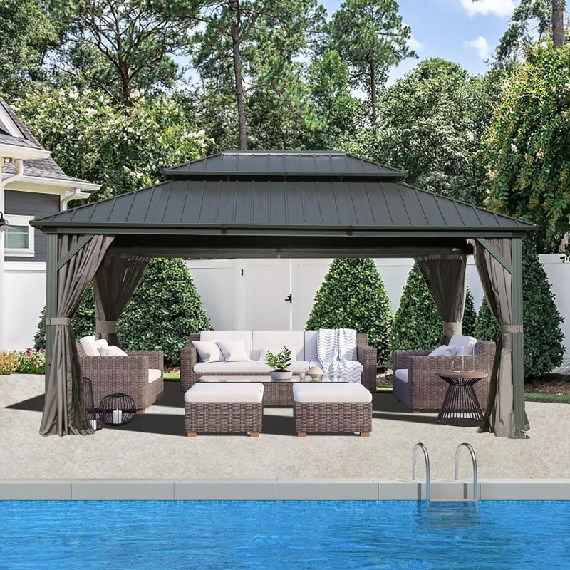 10Ft. WX 14Ft. D Aluminum Patio Hardtop Gazebo